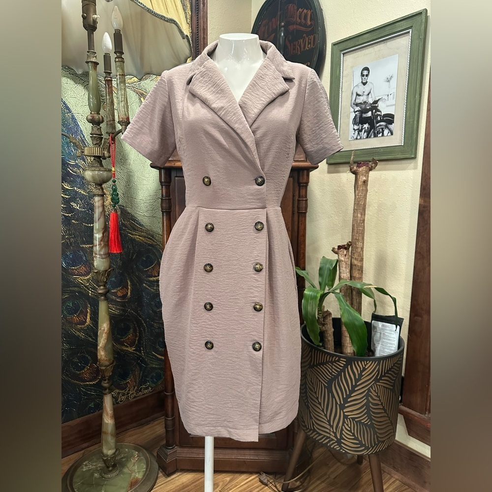 Monteau Los Angeles Mauve Double Breasted Midi Dress